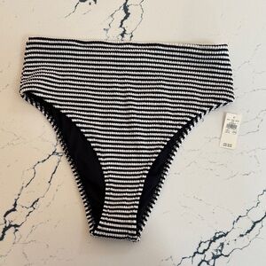 Aerie Black and White Striped Bikini Bottom